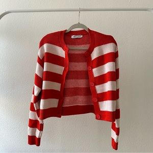 Zara Red & White Nautical Style Striped Sweater